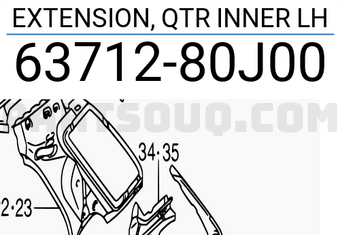Suzuki 6371280J00 EXTENSION, QTR INNER LH