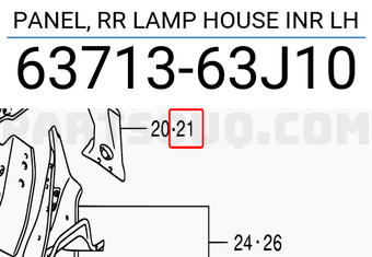 Suzuki 6371363J10 PANEL, RR LAMP HOUSE INR LH