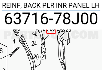 Suzuki 6371678J00 REINF, BACK PLR INR PANEL LH
