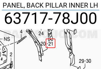 Suzuki 6371778J00 PANEL, BACK PILLAR INNER LH