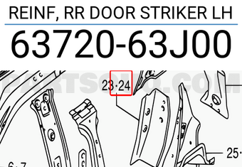 Suzuki 6372063J00 REINF, RR DOOR STRIKER LH