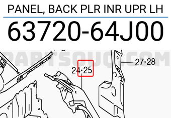 Suzuki 6372064J00 PANEL, BACK PLR INR UPR LH