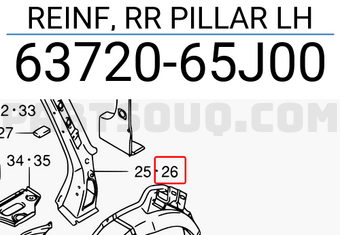 Suzuki 6372065J00 REINF, RR PILLAR LH