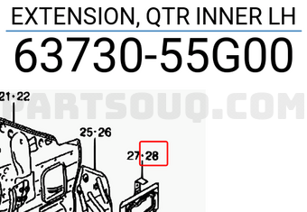 Suzuki 6373055G00 EXTENSION, QTR INNER LH