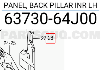Suzuki 6373064J00 PANEL, BACK PILLAR INR LH