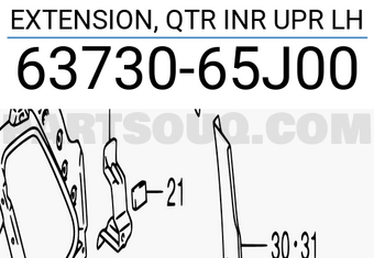 Suzuki 6373065J00 EXTENSION, QTR INR UPR LH