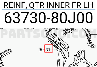 Suzuki 6373080J00 REINF, QTR INNER FR LH