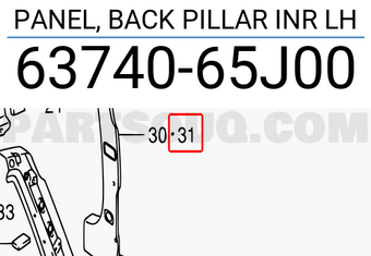 Suzuki 6374065J00 PANEL, BACK PILLAR INR LH
