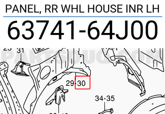 Suzuki 6374164J00 PANEL, RR WHL HOUSE INR LH
