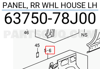 Suzuki 6375078J00 PANEL, RR WHL HOUSE LH