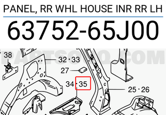 Suzuki 6375265J00 PANEL, RR WHL HOUSE INR RR LH