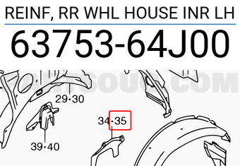 Suzuki 6375364J00 REINF, RR WHL HOUSE INR LH