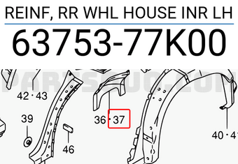 Suzuki 6375377K00 REINF, RR WHL HOUSE INR LH