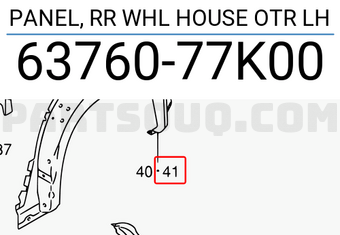 Suzuki 6376077K00 PANEL, RR WHL HOUSE OTR LH