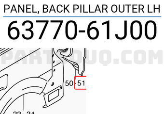 Suzuki 6377061J00 PANEL, BACK PILLAR OUTER LH