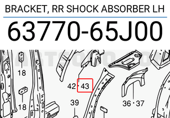 Suzuki 6377065J00 BRACKET, RR SHOCK ABSORBER LH
