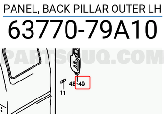 Suzuki 6377079A10 PANEL, BACK PILLAR OUTER LH