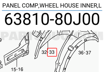 Suzuki 6381080J00 PANEL COMP,WHEEL HOUSE INNER,L