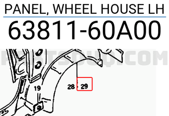 Suzuki 6381160A00 PANEL, WHEEL HOUSE LH
