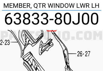 Suzuki 6383380J00 MEMBER, QTR WINDOW LWR LH