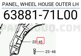 Suzuki 6388171L00 PANEL, WHEEL HOUSE OUTER LH