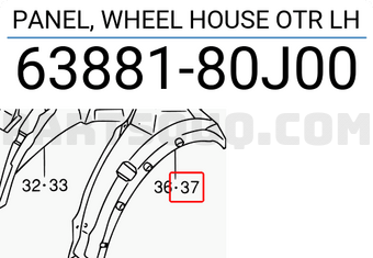 Suzuki 6388180J00 PANEL, WHEEL HOUSE OTR LH