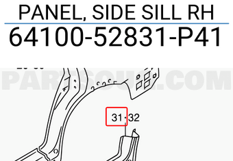 Suzuki 6410052831P41 PANEL, SIDE SILL RH