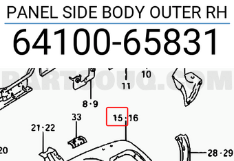 Suzuki 6410065831 PANEL SIDE BODY OUTER RH