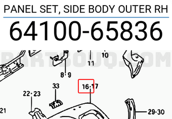 Suzuki 6410065836 PANEL SET, SIDE BODY OUTER RH