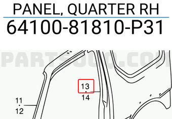 Suzuki 6410081810P31 PANEL, QUARTER RH