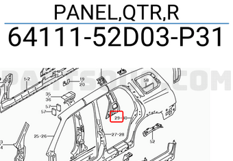 Suzuki 6411152D03P31 PANEL,QTR,R