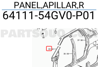 Suzuki 6411154GV0P01 PANEL,APILLAR,R