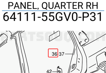 Suzuki 6411155GV0P31 PANEL, QUARTER RH