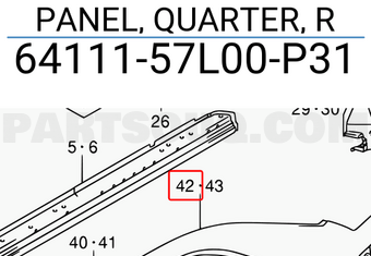 Suzuki 6411157L00P31 PANEL, QUARTER, R