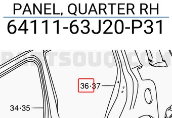 Suzuki 6411163J20P31 PANEL, QUARTER RH