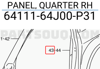 Suzuki 6411164J00P31 PANEL, QUARTER RH
