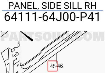 Suzuki 6411164J00P41 PANEL, SIDE SILL RH