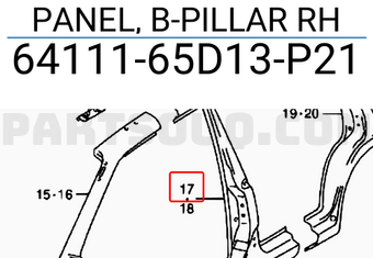 Suzuki 6411165D13P21 PANEL, B-PILLAR RH