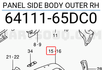 Suzuki 6411165DC0 PANEL SIDE BODY OUTER RH