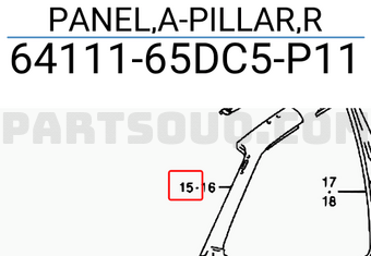 Suzuki 6411165DC5P11 PANEL,A-PILLAR,R