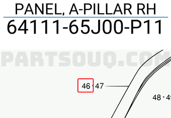 Suzuki 6411165J00P11 PANEL, A-PILLAR RH