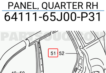 Suzuki 6411165J00P31 PANEL, QUARTER RH