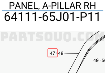 Suzuki 6411165J01P11 PANEL, A-PILLAR RH