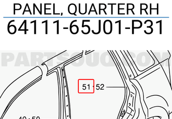 Suzuki 6411165J01P31 PANEL, QUARTER RH
