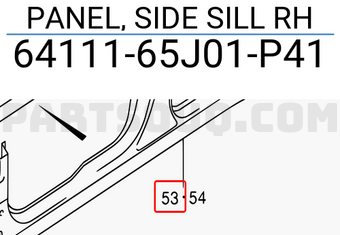 Suzuki 6411165J01P41 PANEL, SIDE SILL RH
