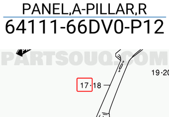 Suzuki 6411166DV0P12 PANEL,A-PILLAR,R