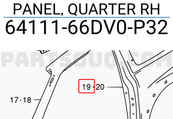 Suzuki 6411166DV0P32 PANEL, QUARTER RH