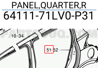 Suzuki 6411171LV0P31 PANEL,QUARTER,R