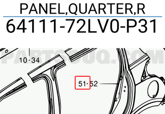 Suzuki 6411172LV0P31 PANEL,QUARTER,R