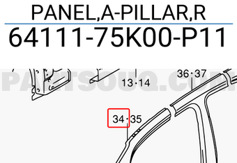 Suzuki 6411175K00P11 PANEL,A-PILLAR,R